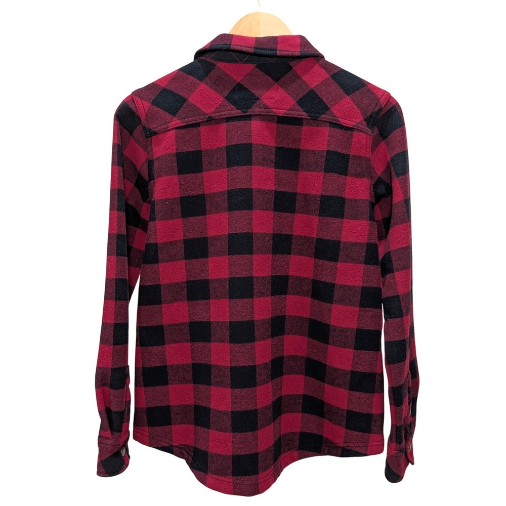 ORVIS Red Black Buffalo Plaid Fleece Lined Shacket Snap Button Gorpcore S‎ - Picture 6 of 12